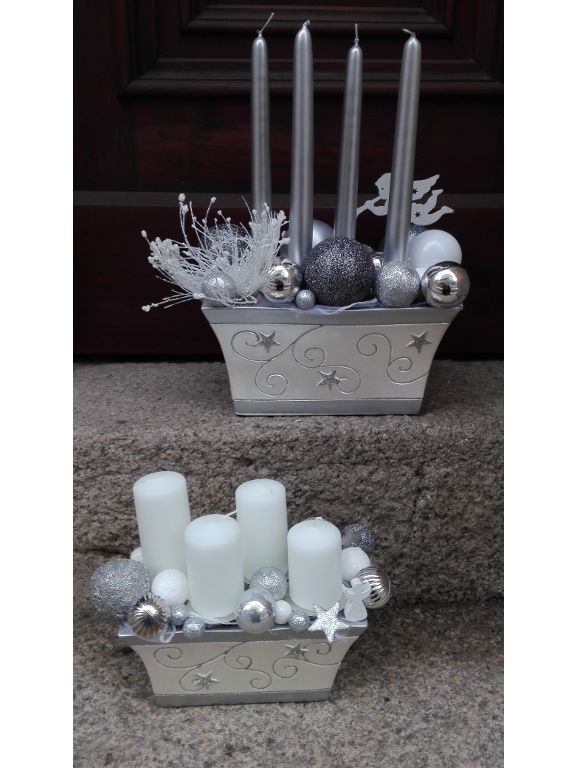 - 6 -<br />Adventní svícny ve stříbrné a bílé